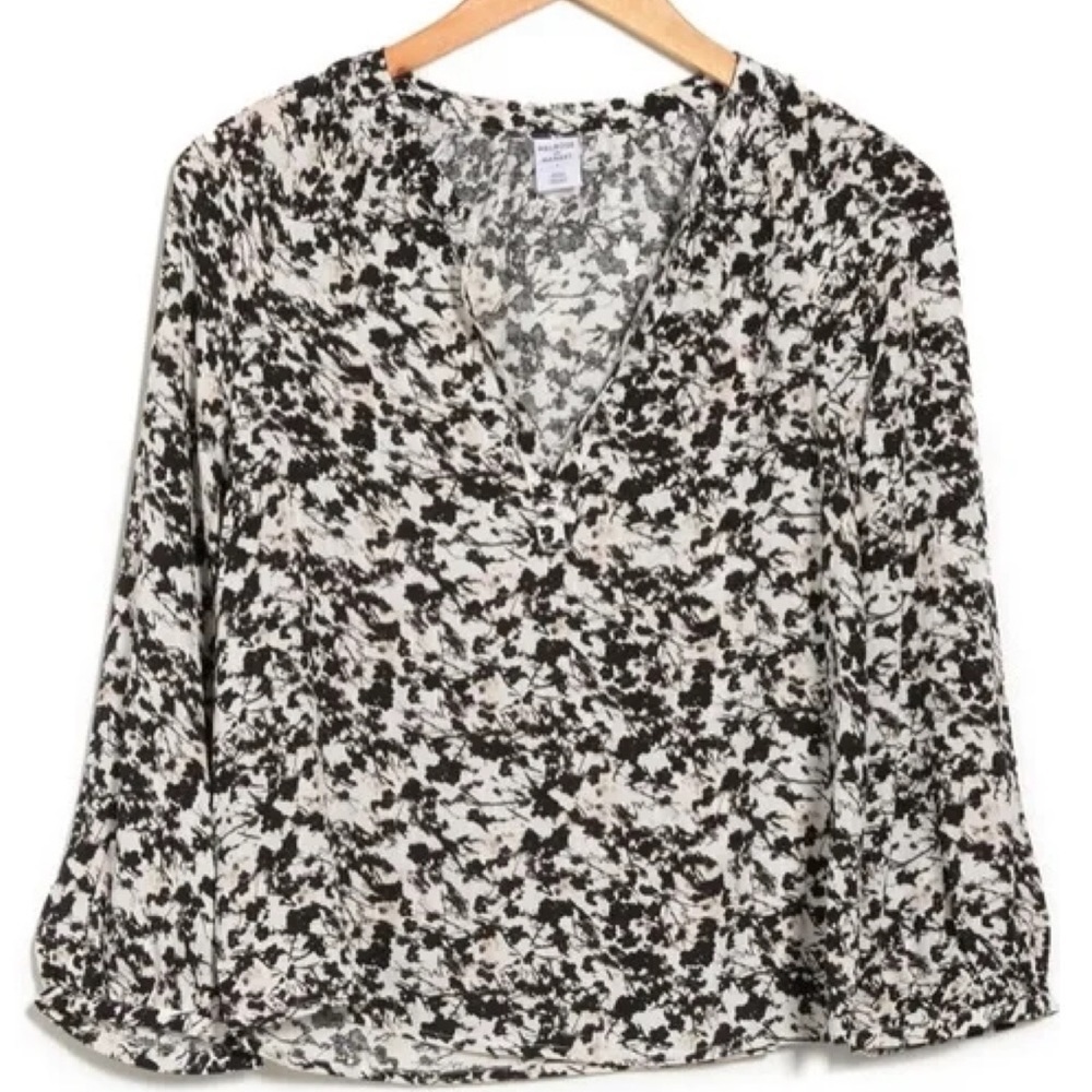 Nordstrom Melrose Market Floral Split Neck Rayon Popover Blouse Size Small Boho